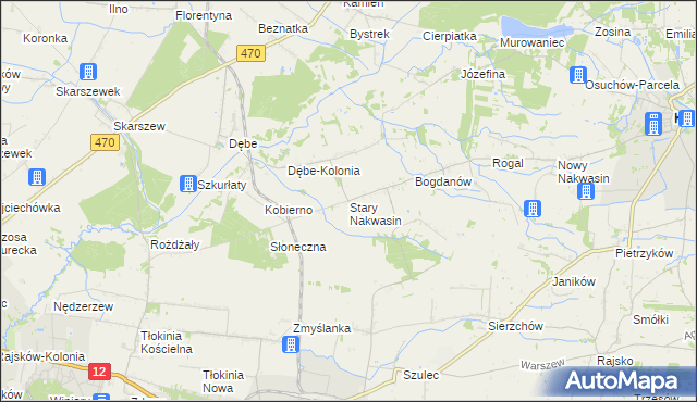 mapa Stary Nakwasin, Stary Nakwasin na mapie Targeo