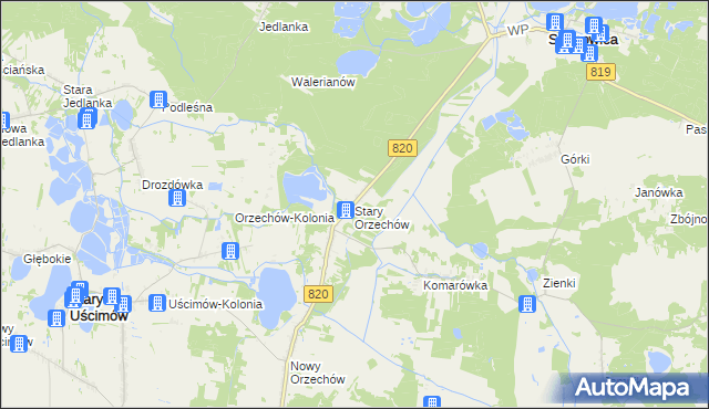 mapa Stary Orzechów, Stary Orzechów na mapie Targeo