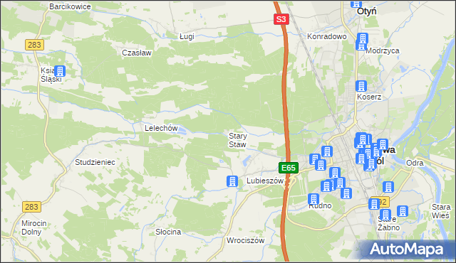 mapa Stary Staw gmina Nowa Sól, Stary Staw gmina Nowa Sól na mapie Targeo