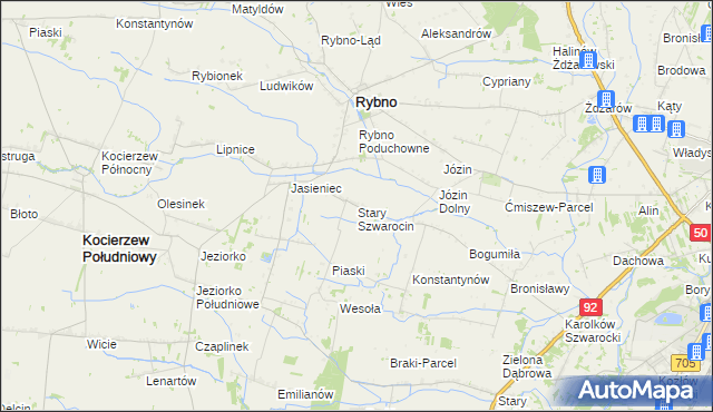 mapa Stary Szwarocin, Stary Szwarocin na mapie Targeo