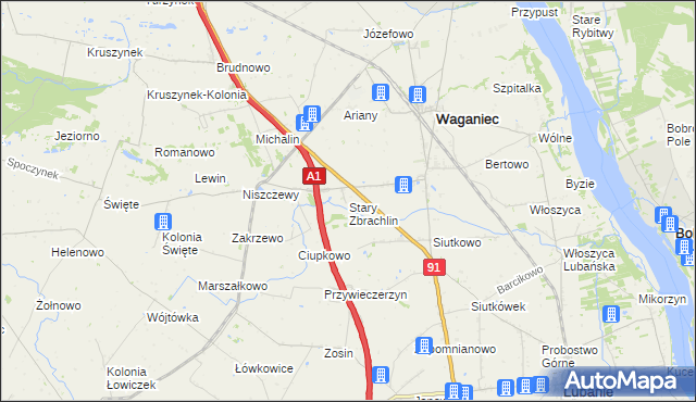 mapa Stary Zbrachlin, Stary Zbrachlin na mapie Targeo