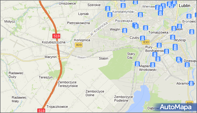 mapa Stasin gmina Konopnica, Stasin gmina Konopnica na mapie Targeo