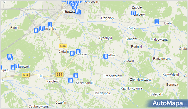 mapa Stasinów gmina Tłuszcz, Stasinów gmina Tłuszcz na mapie Targeo