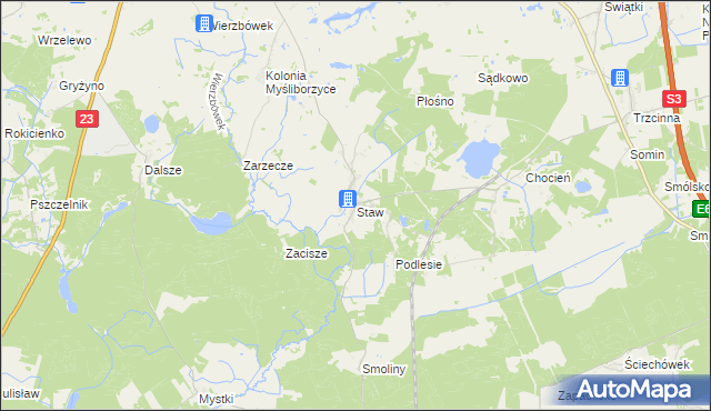 mapa Staw gmina Lubiszyn, Staw gmina Lubiszyn na mapie Targeo