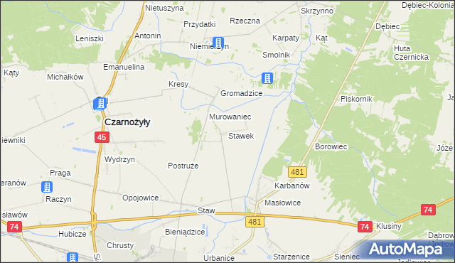 mapa Stawek gmina Czarnożyły, Stawek gmina Czarnożyły na mapie Targeo