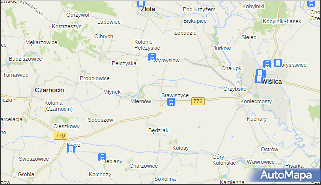 mapa Stawiszyce, Stawiszyce na mapie Targeo