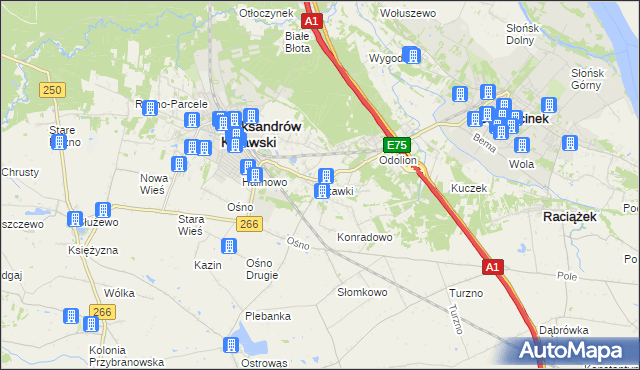 mapa Stawki gmina Aleksandrów Kujawski, Stawki gmina Aleksandrów Kujawski na mapie Targeo