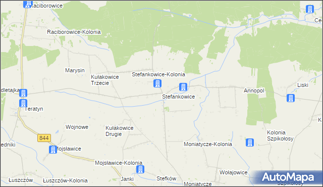 mapa Stefankowice, Stefankowice na mapie Targeo