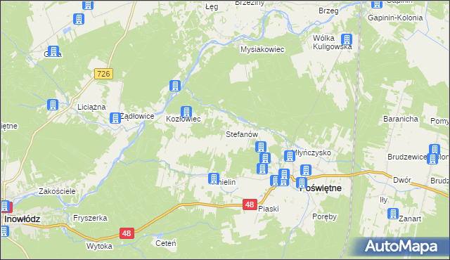 mapa Stefanów gmina Poświętne, Stefanów gmina Poświętne na mapie Targeo