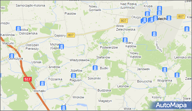 mapa Stefanów gmina Żelechów, Stefanów gmina Żelechów na mapie Targeo