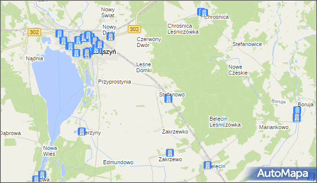 mapa Stefanowo gmina Zbąszyń, Stefanowo gmina Zbąszyń na mapie Targeo