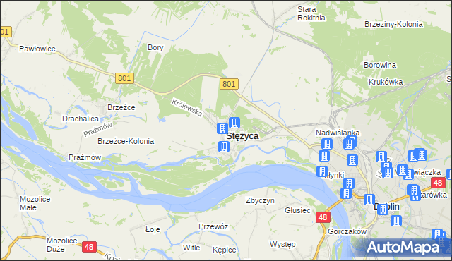 mapa Stężyca powiat rycki, Stężyca powiat rycki na mapie Targeo