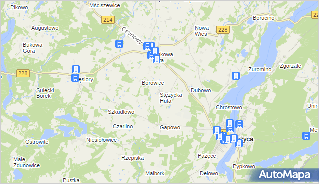 mapa Stężycka Huta, Stężycka Huta na mapie Targeo