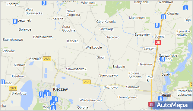 mapa Stogi gmina Kleczew, Stogi gmina Kleczew na mapie Targeo