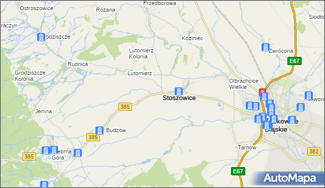 mapa Stoszowice, Stoszowice na mapie Targeo