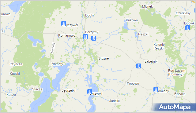 mapa Stożne gmina Kalinowo, Stożne gmina Kalinowo na mapie Targeo