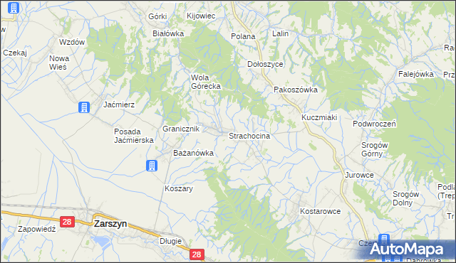 mapa Strachocina, Strachocina na mapie Targeo