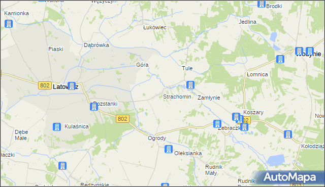 mapa Strachomin, Strachomin na mapie Targeo