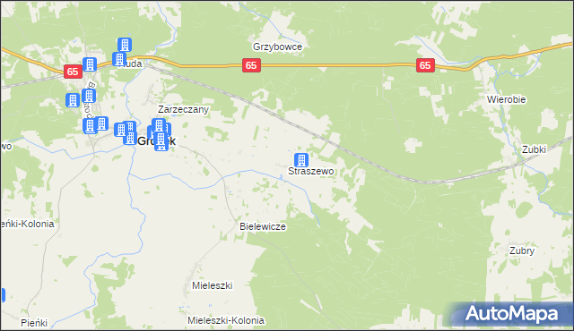 mapa Straszewo gmina Gródek, Straszewo gmina Gródek na mapie Targeo