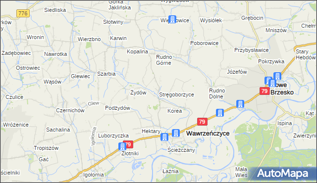mapa Stręgoborzyce, Stręgoborzyce na mapie Targeo