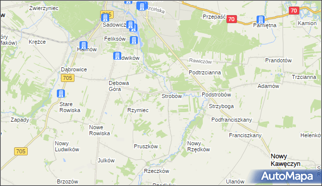 mapa Strobów, Strobów na mapie Targeo