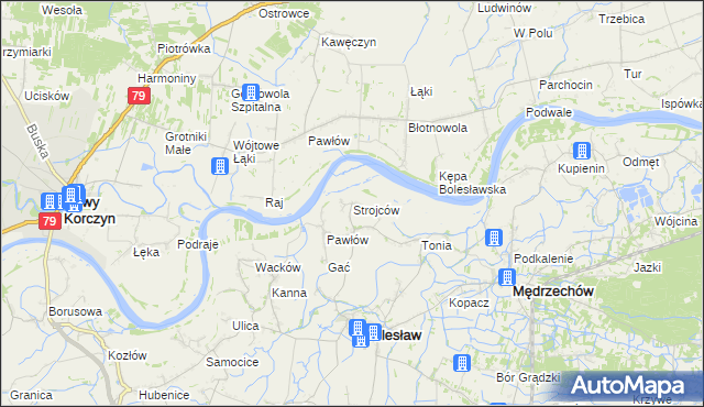 mapa Strojców, Strojców na mapie Targeo