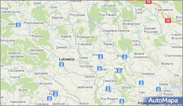 mapa Stronie gmina Łukowica, Stronie gmina Łukowica na mapie Targeo