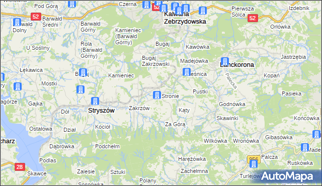 mapa Stronie gmina Stryszów, Stronie gmina Stryszów na mapie Targeo