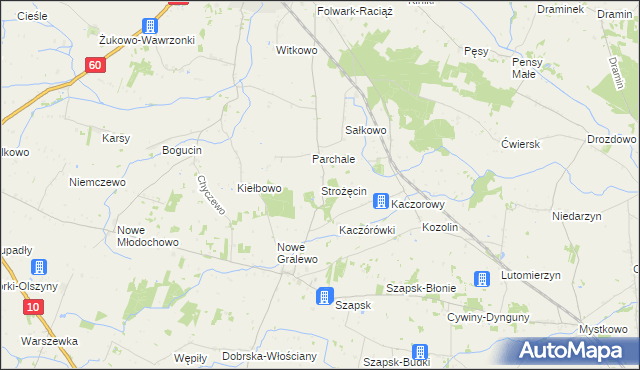 mapa Strożęcin, Strożęcin na mapie Targeo