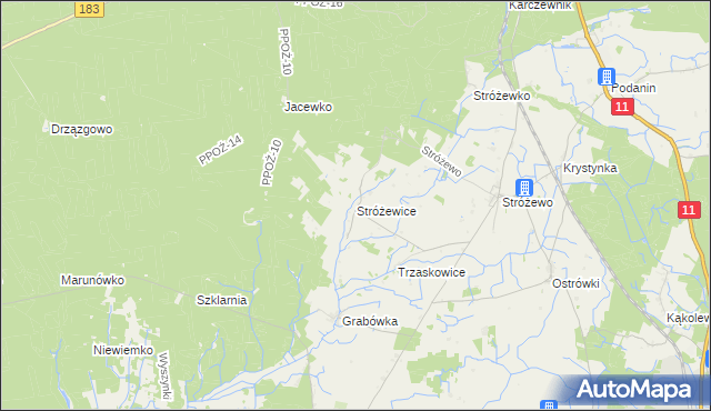 mapa Stróżewice, Stróżewice na mapie Targeo