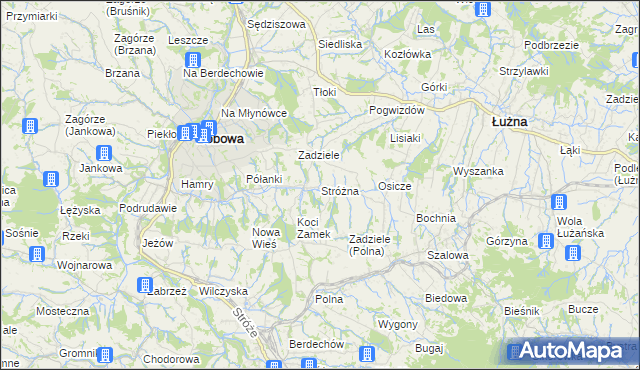 mapa Stróżna, Stróżna na mapie Targeo