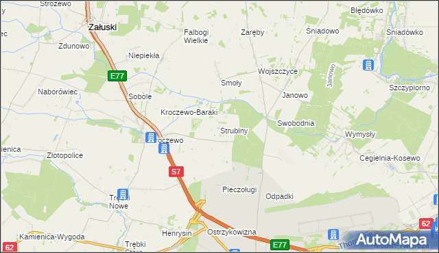 mapa Strubiny gmina Zakroczym, Strubiny gmina Zakroczym na mapie Targeo