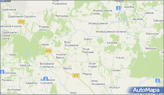 mapa Stryje Paskowe, Stryje Paskowe na mapie Targeo