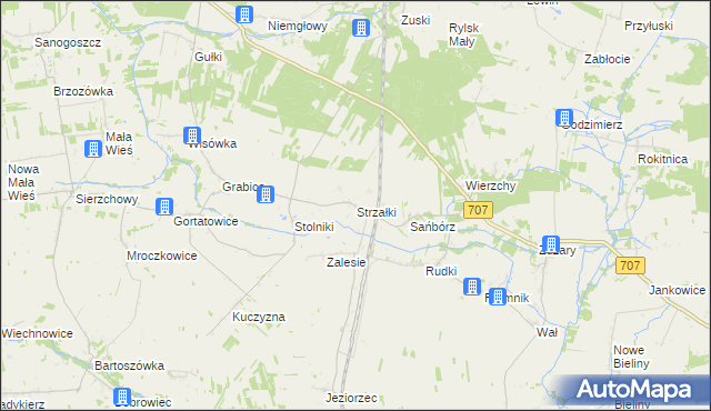 mapa Strzałki gmina Nowe Miasto nad Pilicą, Strzałki gmina Nowe Miasto nad Pilicą na mapie Targeo