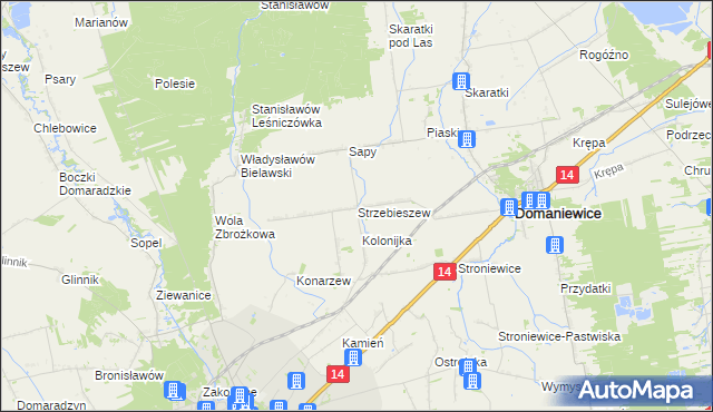mapa Strzebieszew, Strzebieszew na mapie Targeo