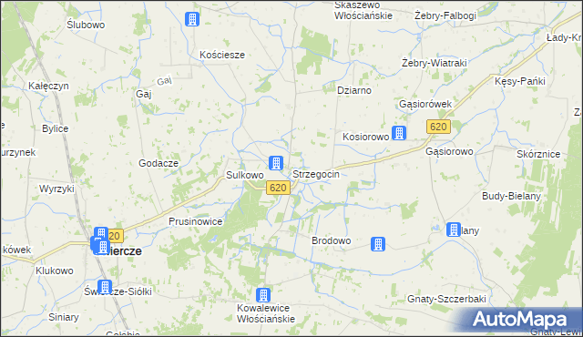 mapa Strzegocin gmina Świercze, Strzegocin gmina Świercze na mapie Targeo