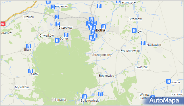 mapa Strzegomiany, Strzegomiany na mapie Targeo