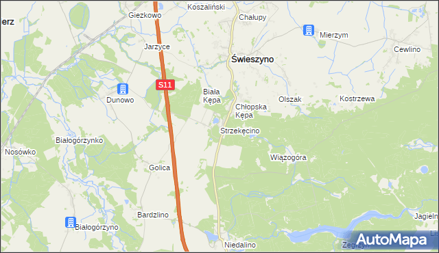 mapa Strzekęcino, Strzekęcino na mapie Targeo