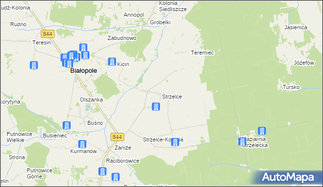 mapa Strzelce gmina Białopole, Strzelce gmina Białopole na mapie Targeo