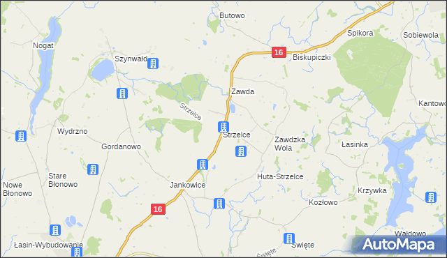 mapa Strzelce gmina Łasin, Strzelce gmina Łasin na mapie Targeo