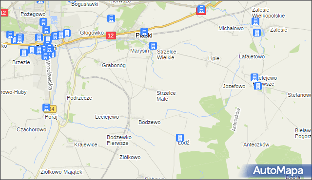 mapa Strzelce Małe gmina Piaski, Strzelce Małe gmina Piaski na mapie Targeo