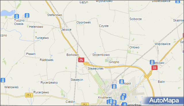 mapa Strzemkowo, Strzemkowo na mapie Targeo