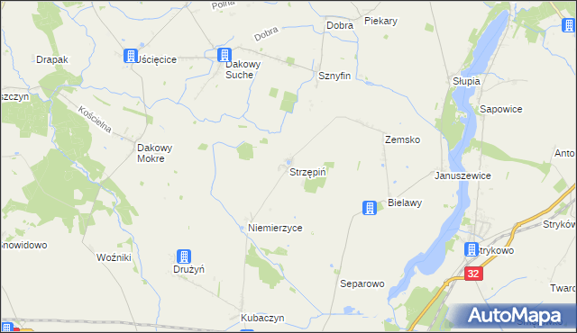 mapa Strzępiń, Strzępiń na mapie Targeo