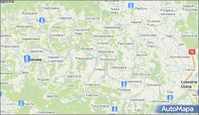 mapa Strzeszyce, Strzeszyce na mapie Targeo