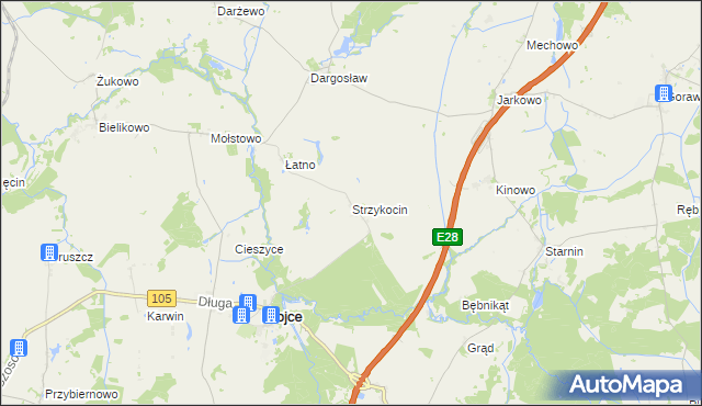 mapa Strzykocin, Strzykocin na mapie Targeo