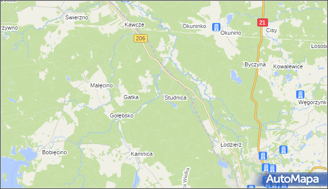 mapa Studnica gmina Miastko, Studnica gmina Miastko na mapie Targeo