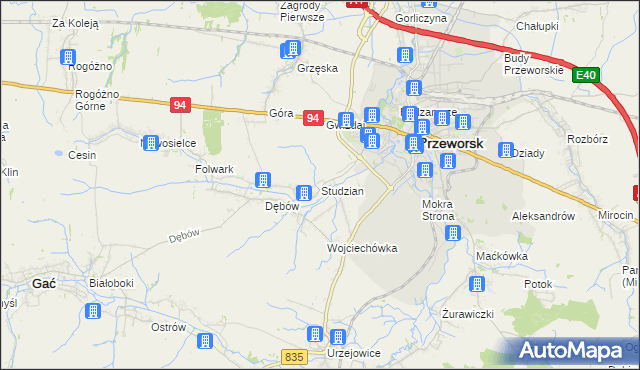 mapa Studzian, Studzian na mapie Targeo