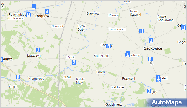 mapa Studzianki gmina Sadkowice, Studzianki gmina Sadkowice na mapie Targeo