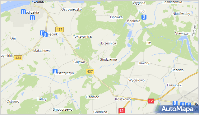 mapa Studzianna gmina Borek Wielkopolski, Studzianna gmina Borek Wielkopolski na mapie Targeo