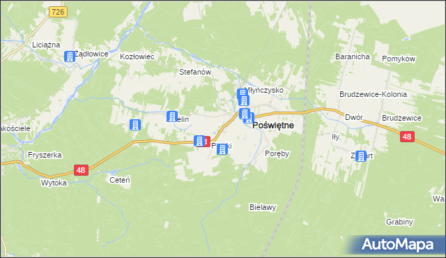 mapa Studzianna gmina Poświętne, Studzianna gmina Poświętne na mapie Targeo
